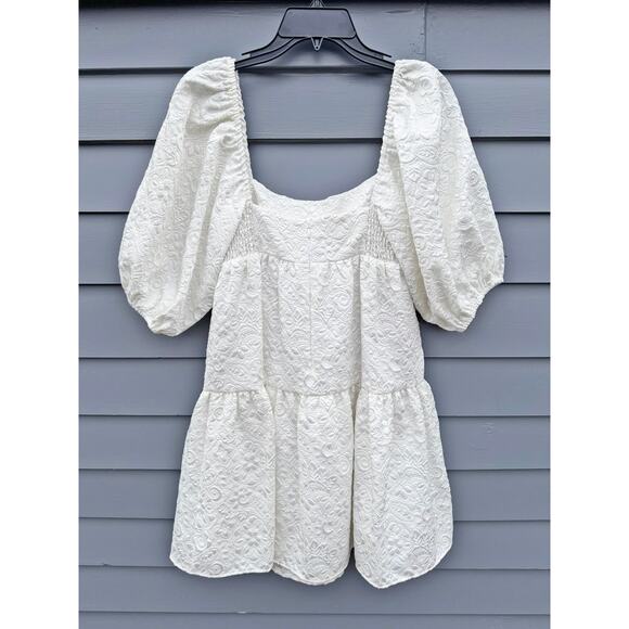 AMANDA UPRICHARD Maisie Empire Waist White Brocade Babydoll Dress XS - Picture 4 of 4